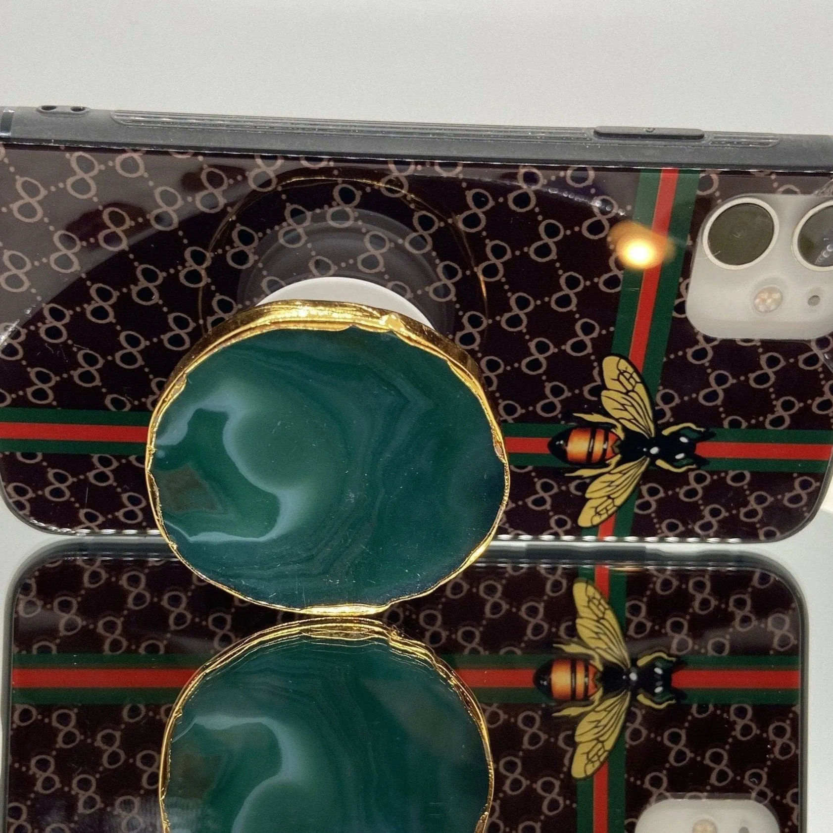 Brecciated Jasper Natural Stone Phone Holder- Black Diamonds New York