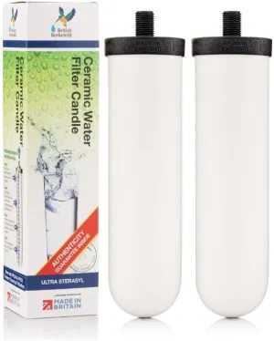 British Berkefeld Doulton Water Filter Candle Compatible with Replacement for Berkey Gravity Water Filter System BB9-2 2 Pack