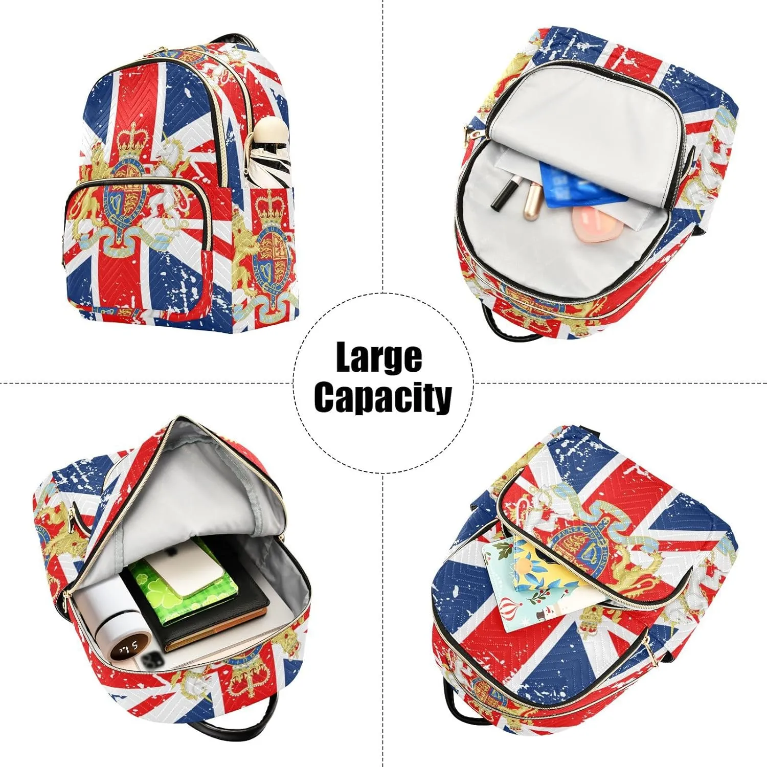 British Flag National Emblem Mini Backpack for Women, Travel Backpack Purse Daypack Shoulder Bag for Ladies