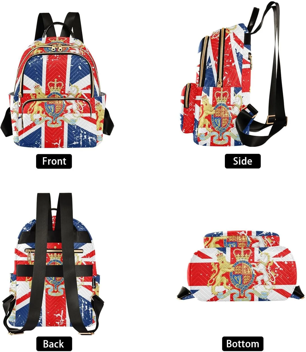 British Flag National Emblem Mini Backpack for Women, Travel Backpack Purse Daypack Shoulder Bag for Ladies