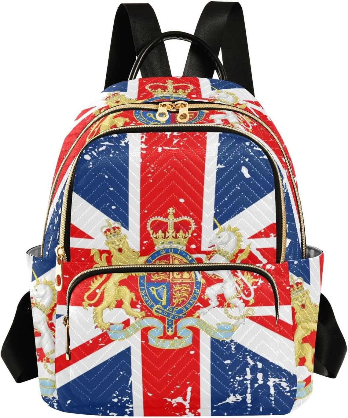 British Flag National Emblem Mini Backpack for Women, Travel Backpack Purse Daypack Shoulder Bag for Ladies