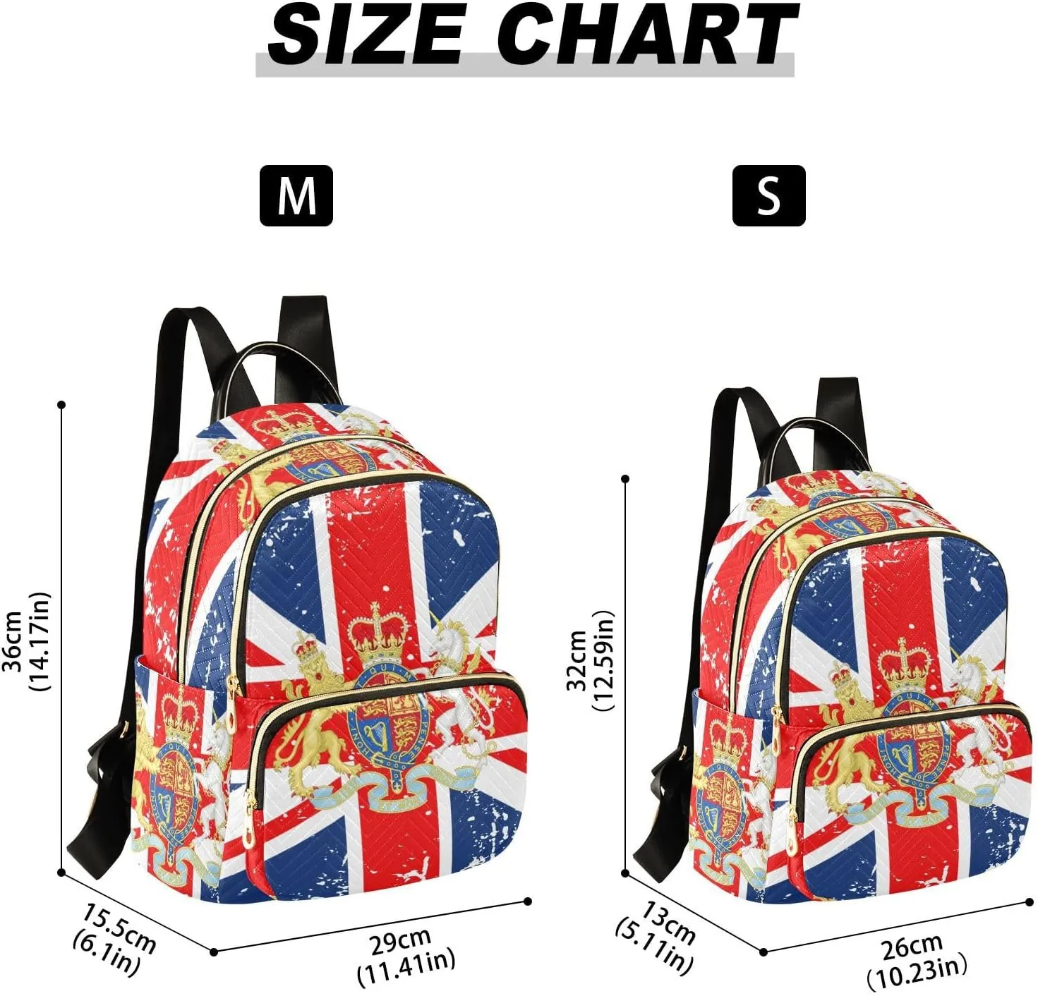 British Flag National Emblem Mini Backpack for Women, Travel Backpack Purse Daypack Shoulder Bag for Ladies