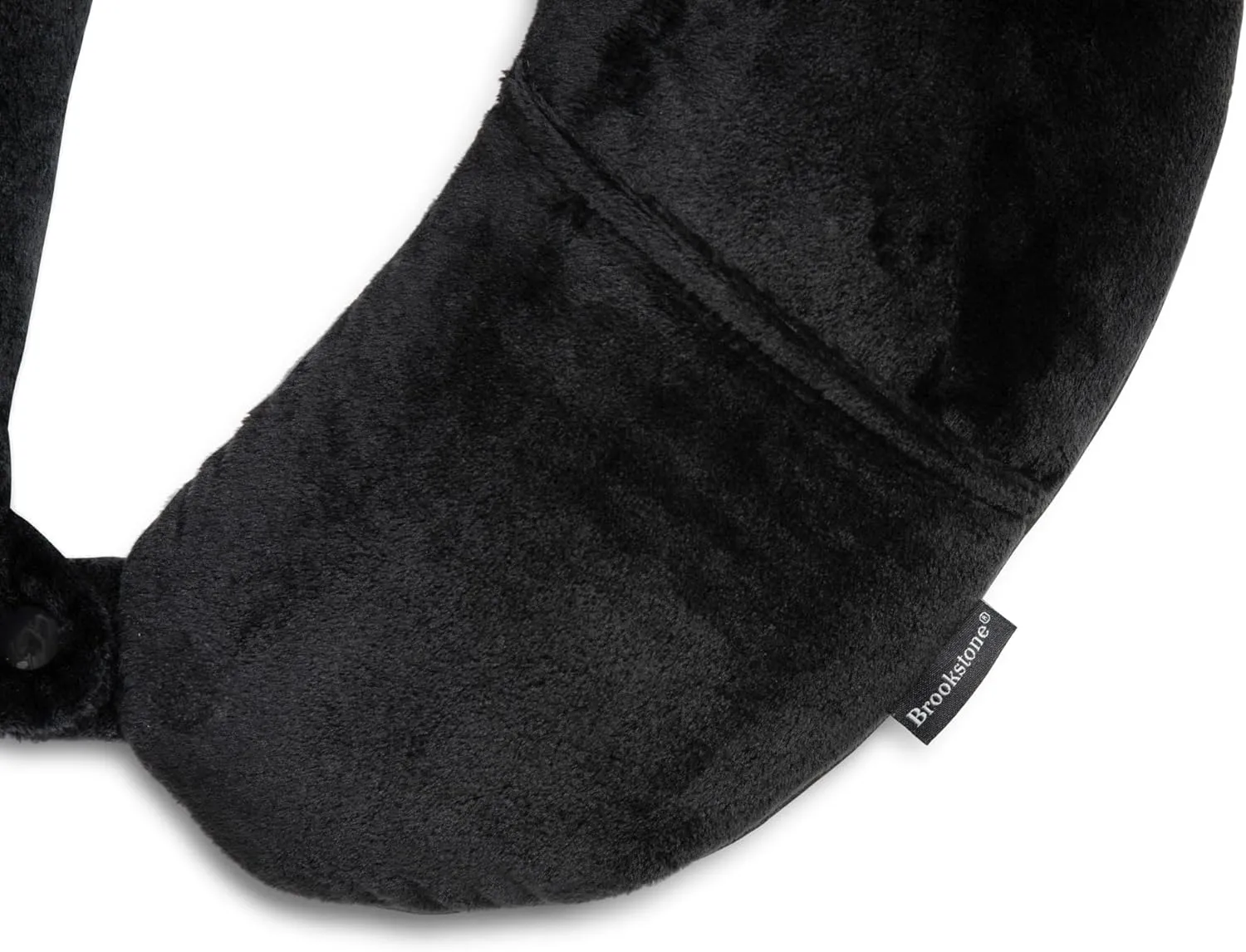 Brookstone Microbead Travel Head and Neck Pillow Lightweight and Plush with Phone or Headphone Pocket, Black