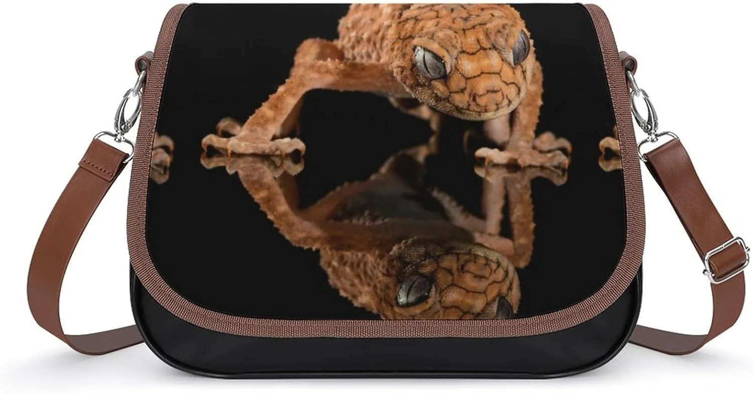 Brown Lizard Crossbody Bags for Women Shoulder Bag Flap Handbags Leather Cross Body Purse