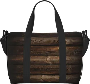 Brown Wooden Duffel Bags for Traveling, Lightweight Personal Item Travel Bags for Women, Gym Bags for Men