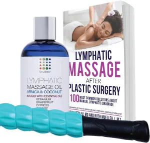 Bruizex Must-Have After Surgery: Lymphatic and Post Liposuction Massager, Lymphatic Drainage Oil, Lymphatic Massage Book Guide
