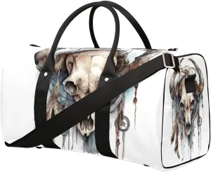 Bull head skulls Travel Duffel Bag for Women Men Waterproof Foldable Overnight Weekender Bag Large Capacity Sports Gym Bag