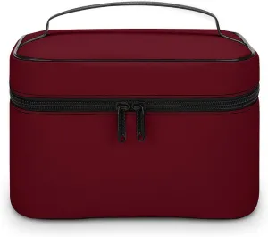 Burgundy Cosmetic Bag, Travel Portable Makeup Bag for Purse Pouch Beauty Zipper Organizer Toiletry Bag for Women
