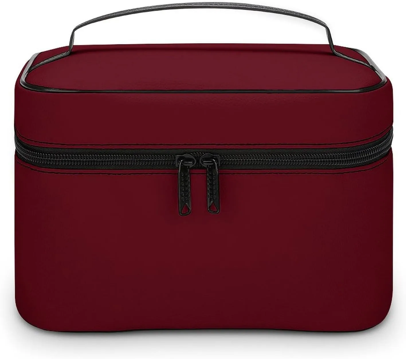 Burgundy Cosmetic Bag, Travel Portable Makeup Bag for Purse Pouch Beauty Zipper Organizer Toiletry Bag for Women
