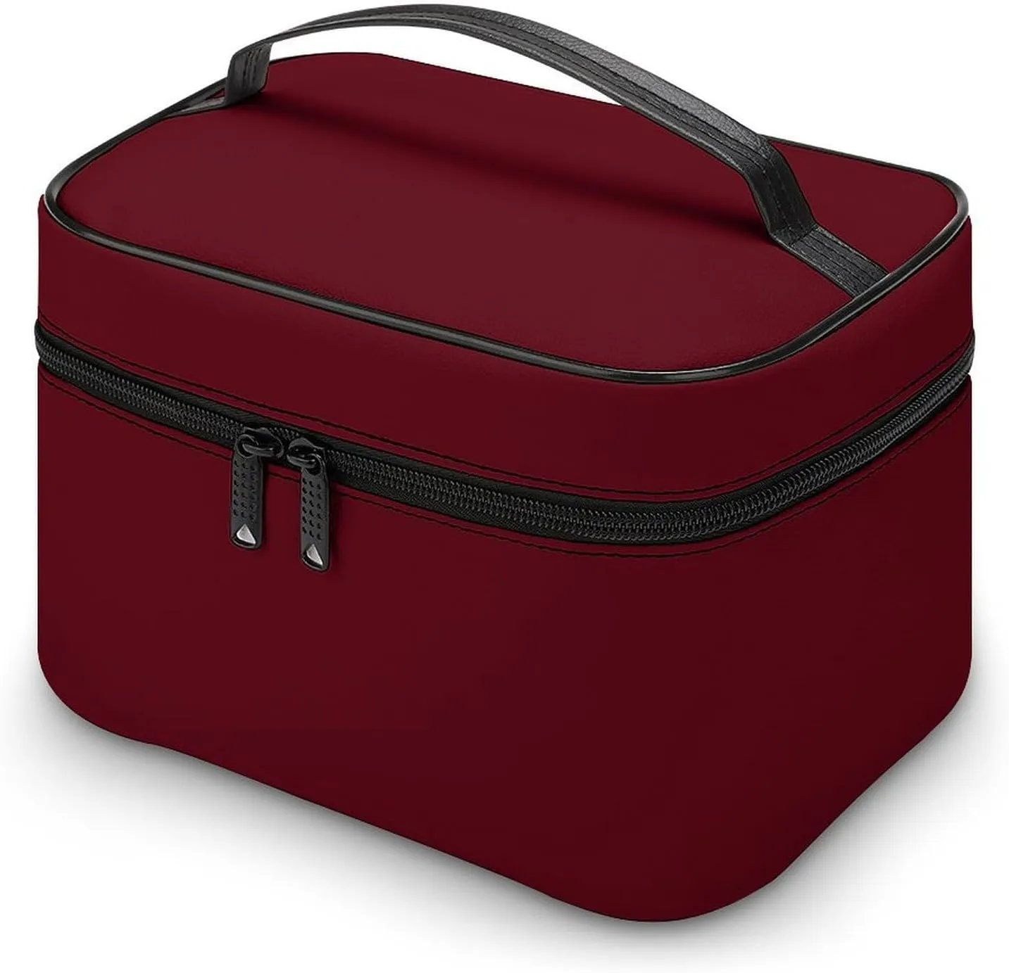 Burgundy Cosmetic Bag, Travel Portable Makeup Bag for Purse Pouch Beauty Zipper Organizer Toiletry Bag for Women
