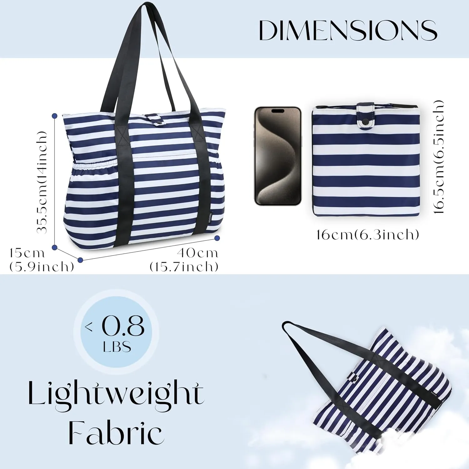 Buringer HOMESPON Large Foldable Beach Tote Bag for Women with Zipper Waterproof Handbag for Travel Shopping Gym Vacation