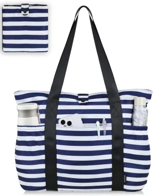 Buringer HOMESPON Large Foldable Beach Tote Bag for Women with Zipper Waterproof Handbag for Travel Shopping Gym Vacation