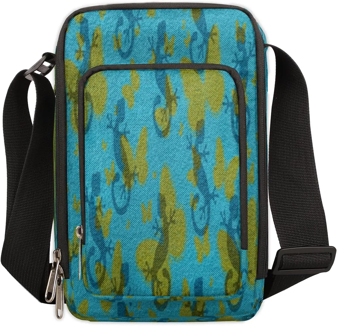 Butterflies Lizard Crossbody Bags Trendy Cross Body Phone Wallet Shoulder Bag Reptile Blue Sling Bags Small Travel Crossbody Bag with Adjustable Strap for Women and Men