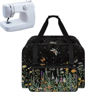 Butterfly and Floral Portable Sewing Machine Handbag Portable Tote Bag for Sewing Machine and Extra Sewing Accessories Dust Proof and Easy to Use