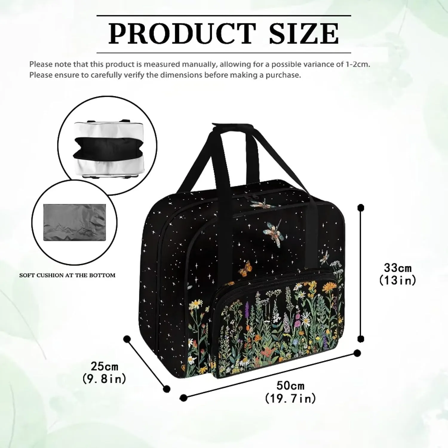 Butterfly and Floral Portable Sewing Machine Handbag Portable Tote Bag for Sewing Machine and Extra Sewing Accessories Dust Proof and Easy to Use