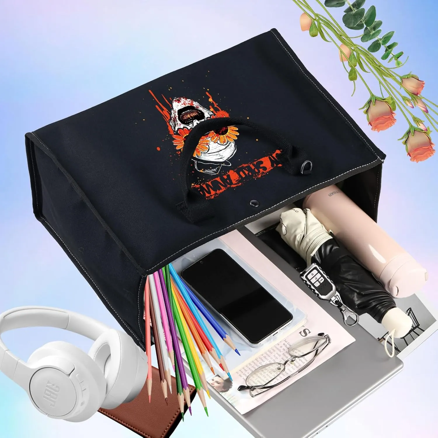 BWWKTOP Clown Movie Cosmetic Makeup Bag Movie Fans Gifts Horror Movie Zipper Pouch for Women Girls