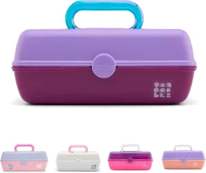 Caboodles Pretty in Petite Makeup Box, Hard Plastic Organizer Box, 2 Swivel Trays, Fashion Mirror, Secure Latch for Safe Travel