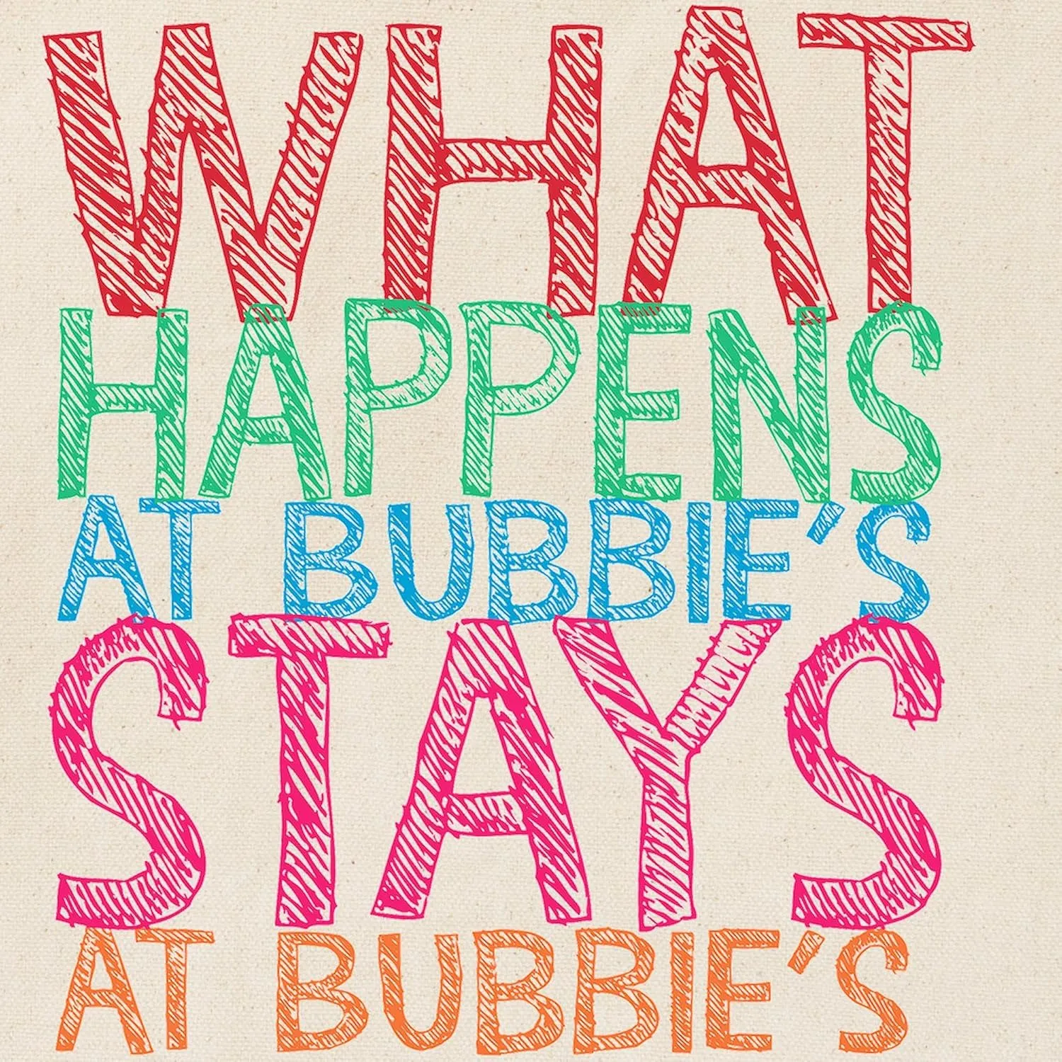 CafePress What Happens At Bubbie's Tote Bag Reusable Natural Beige Canvas Shopping Bag