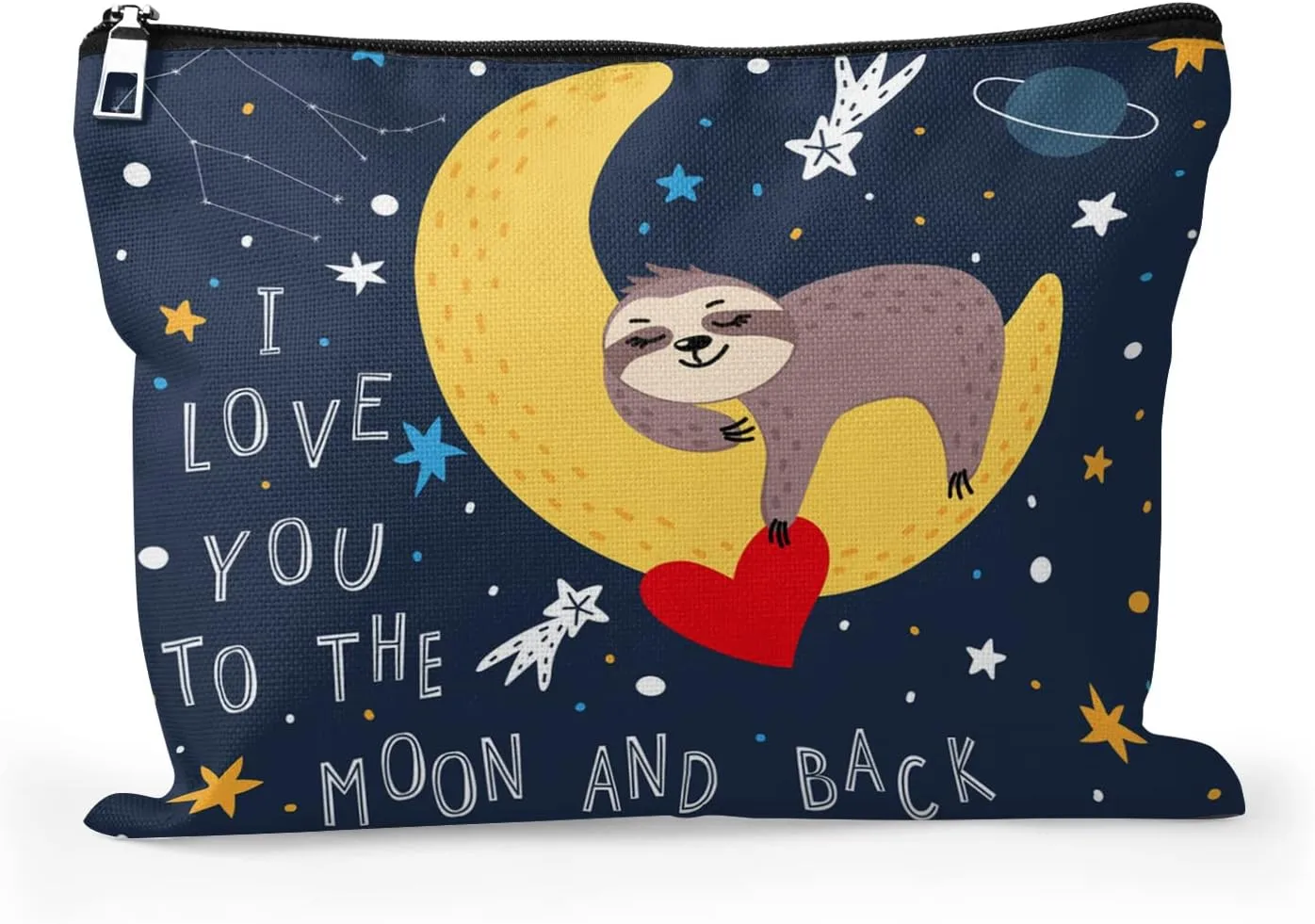 Cafl Cute Sloth Makeup Bag Sleeping Sloth Pouch Zipper Cosmetic Pouch Large Travel Linen Make Up Organizer for Purse for Girls Women 10×8Inch