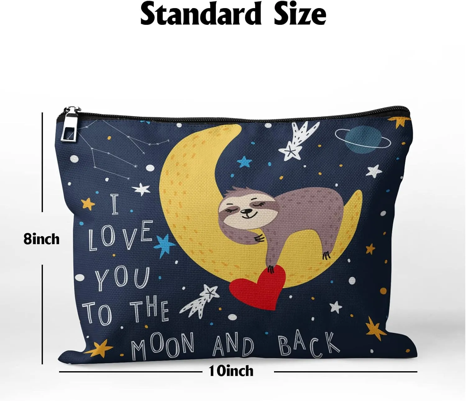 Cafl Cute Sloth Makeup Bag Sleeping Sloth Pouch Zipper Cosmetic Pouch Large Travel Linen Make Up Organizer for Purse for Girls Women 10×8Inch