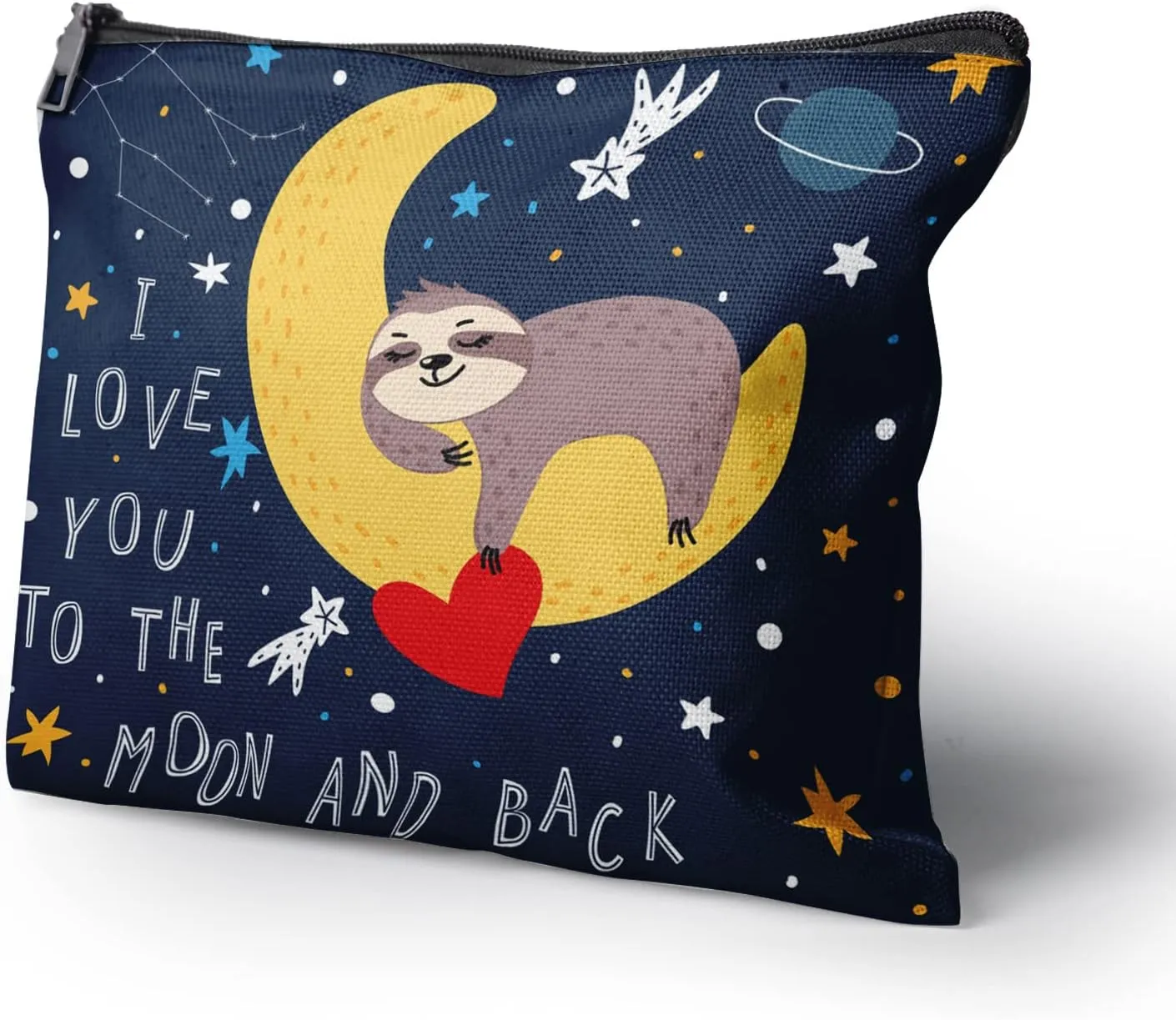 Cafl Cute Sloth Makeup Bag Sleeping Sloth Pouch Zipper Cosmetic Pouch Large Travel Linen Make Up Organizer for Purse for Girls Women 10×8Inch