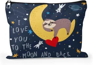 Cafl Cute Sloth Makeup Bag Sleeping Sloth Pouch Zipper Cosmetic Pouch Large Travel Linen Make Up Organizer for Purse for Girls Women 10×8Inch