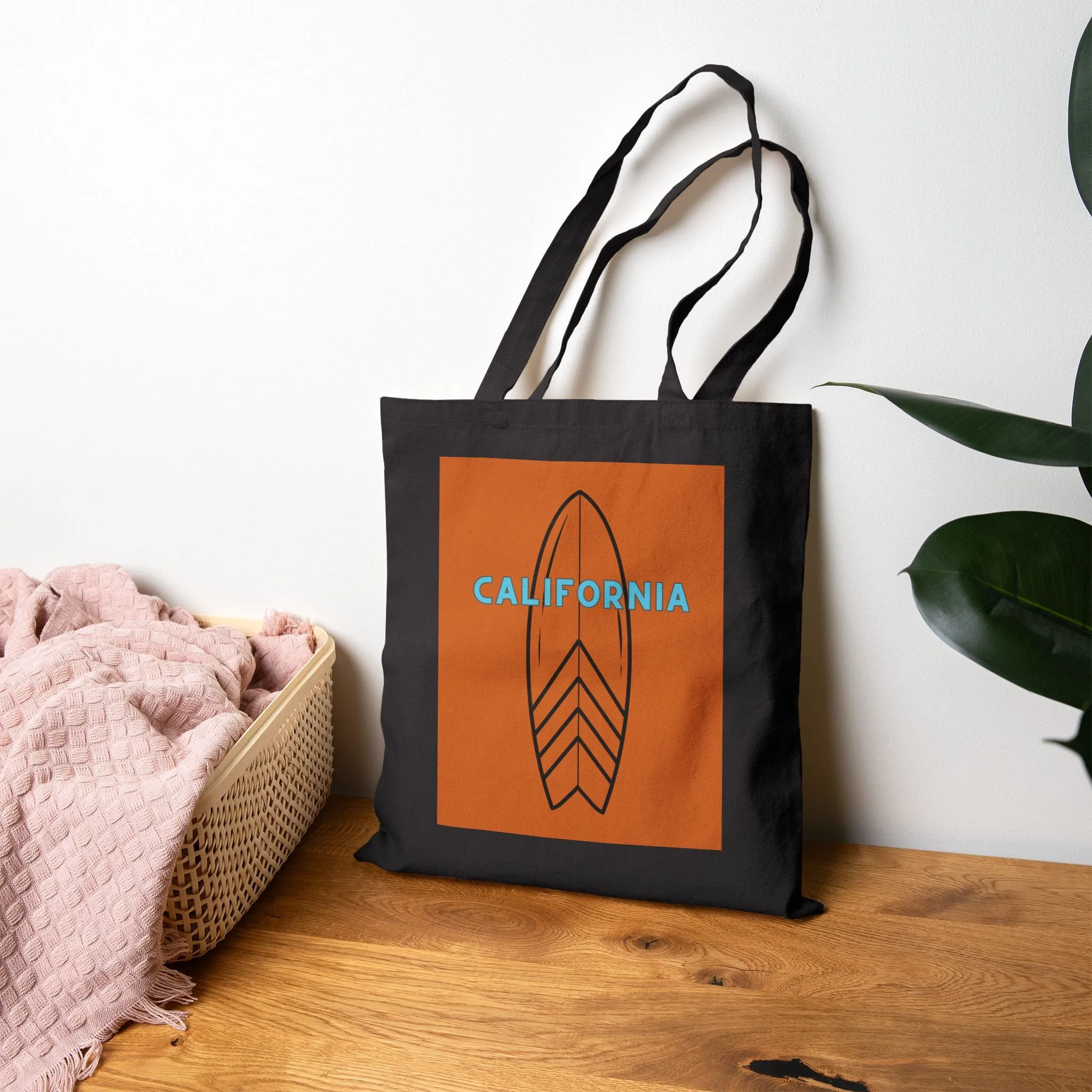 California Surf Cotton Canvas Tote Bag, BROWN