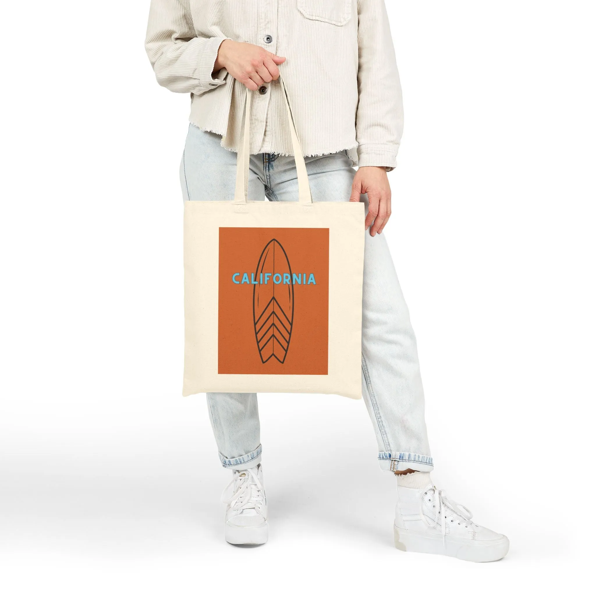 California Surf Cotton Canvas Tote Bag, BROWN