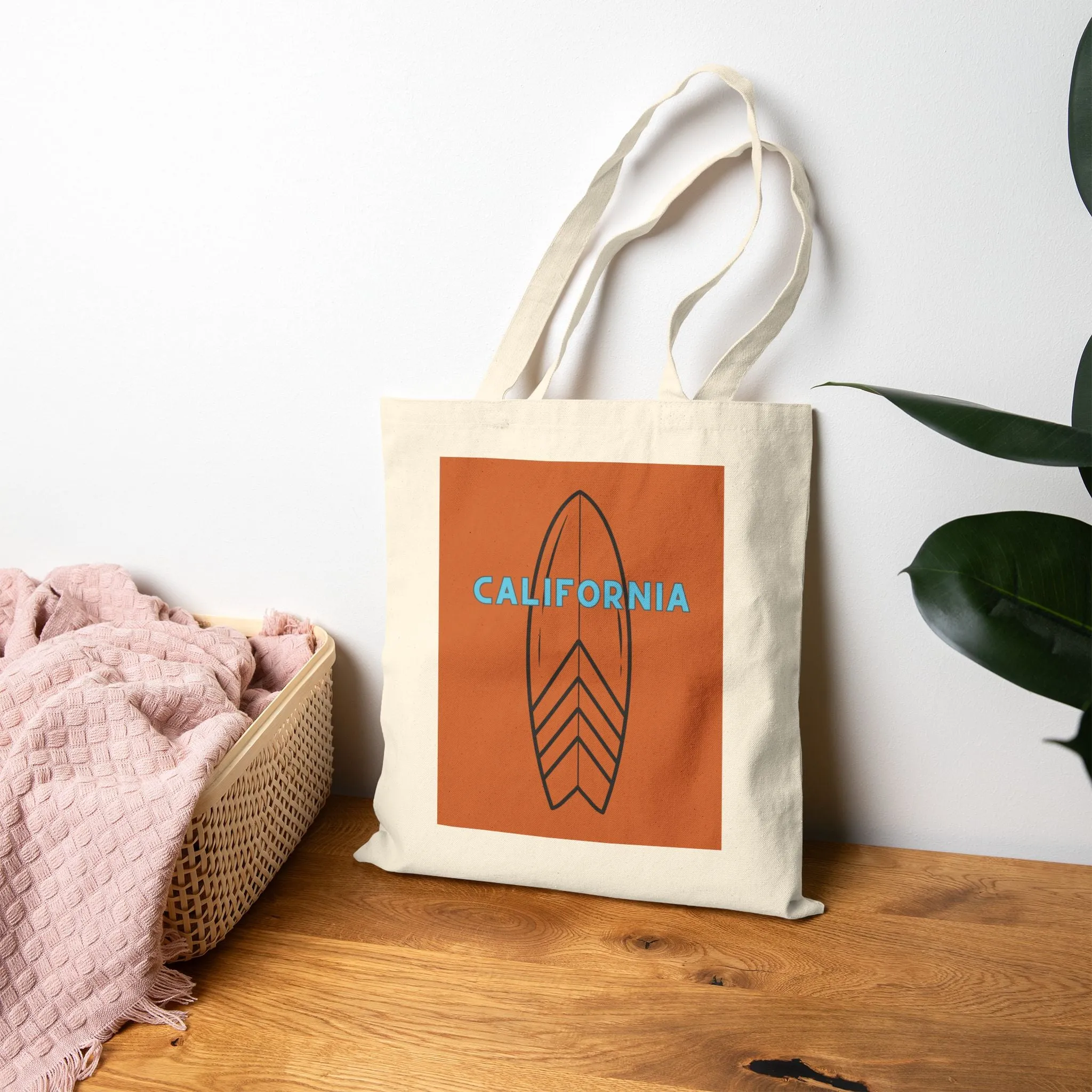 California Surf Cotton Canvas Tote Bag, BROWN