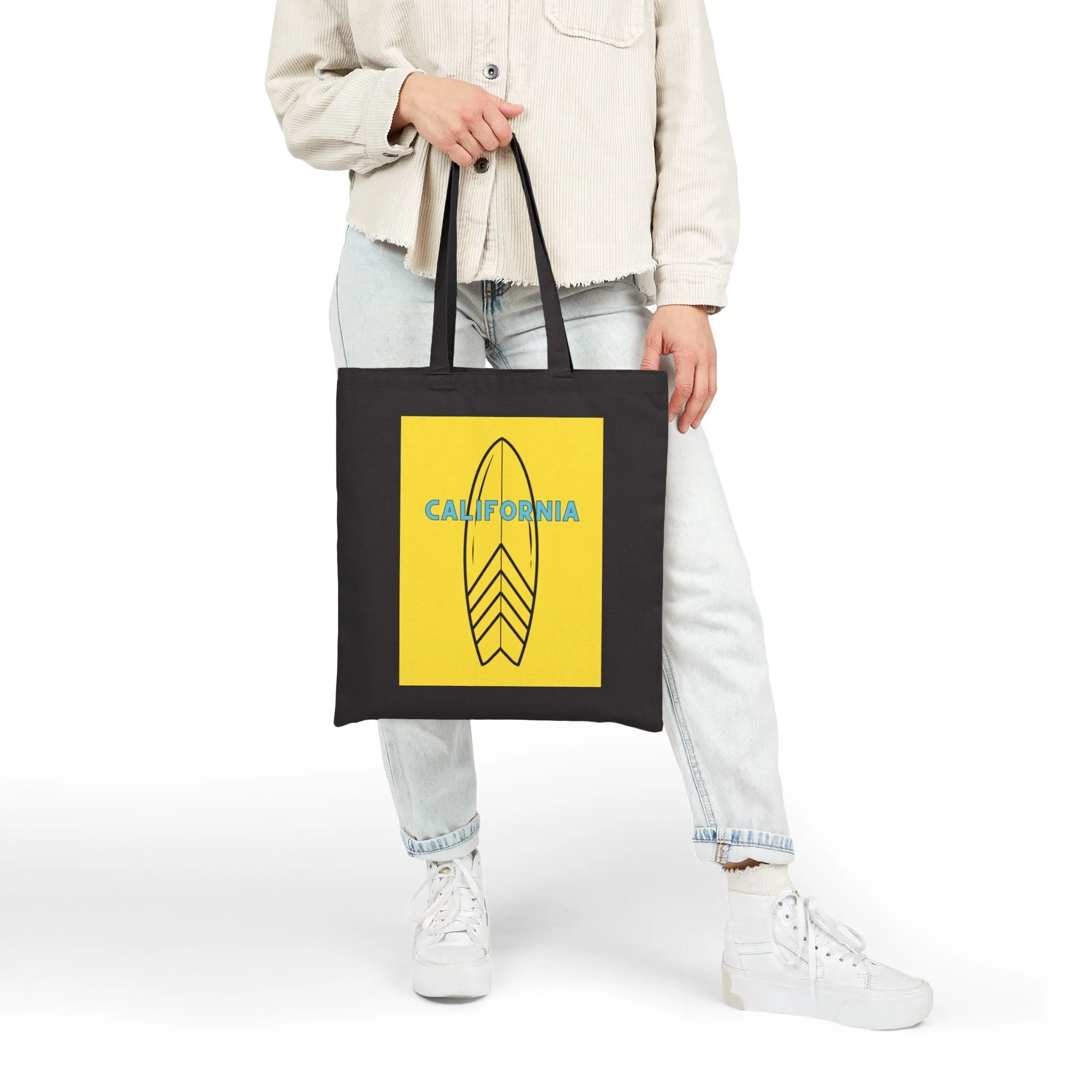 California Surf Cotton Canvas Tote Bag, YELLOW