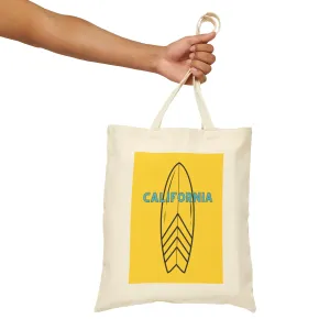 California Surf Cotton Canvas Tote Bag, YELLOW