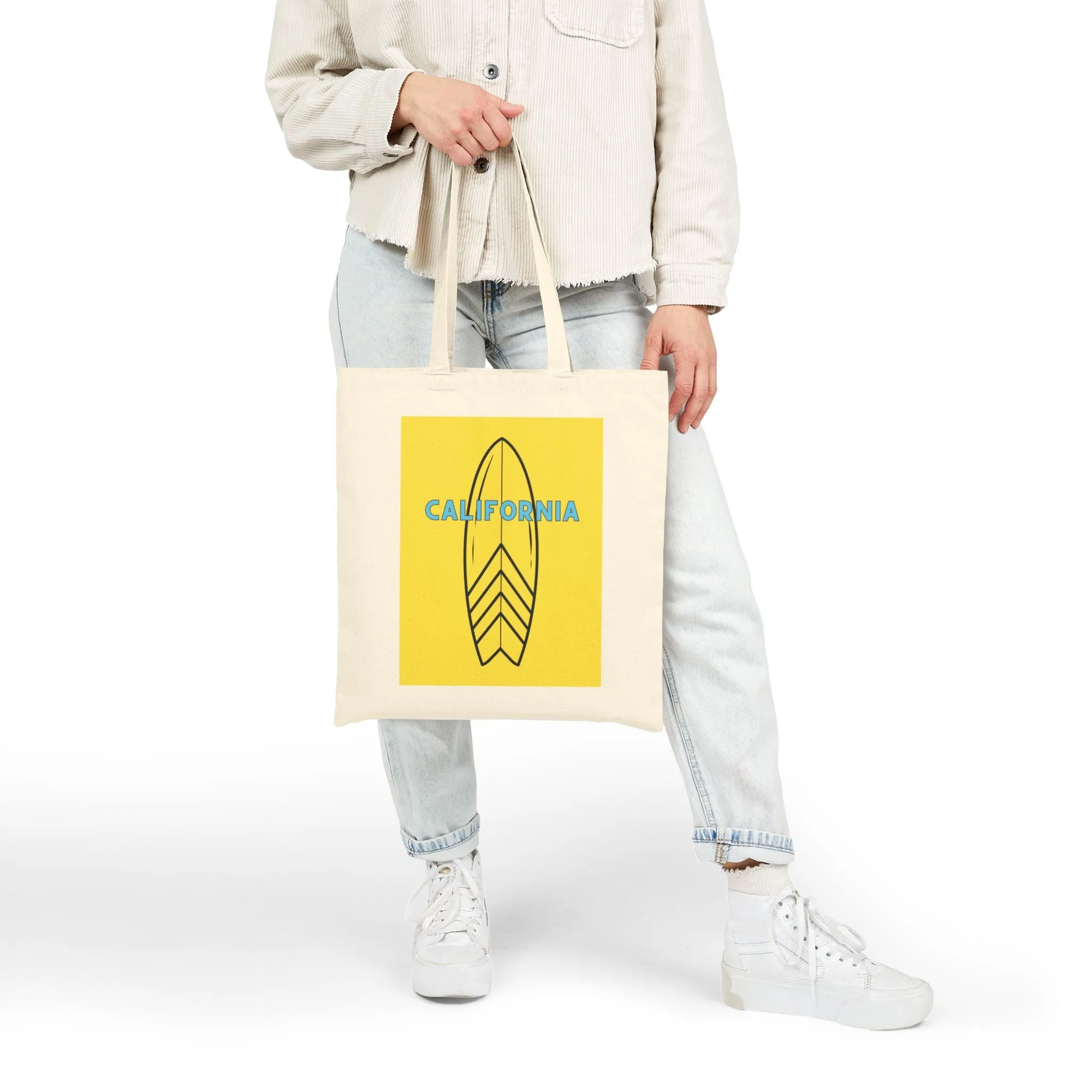 California Surf Cotton Canvas Tote Bag, YELLOW