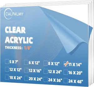 CALPALMY (2-Pack 11 x 14” Clear Acrylic Sheet Plexiglass – 1/8” Thick; Use for Craft Projects, Signs, Display Cases, Sneeze Guard and More; Cut with Cricut, Engraver, Saw or Hand Tools