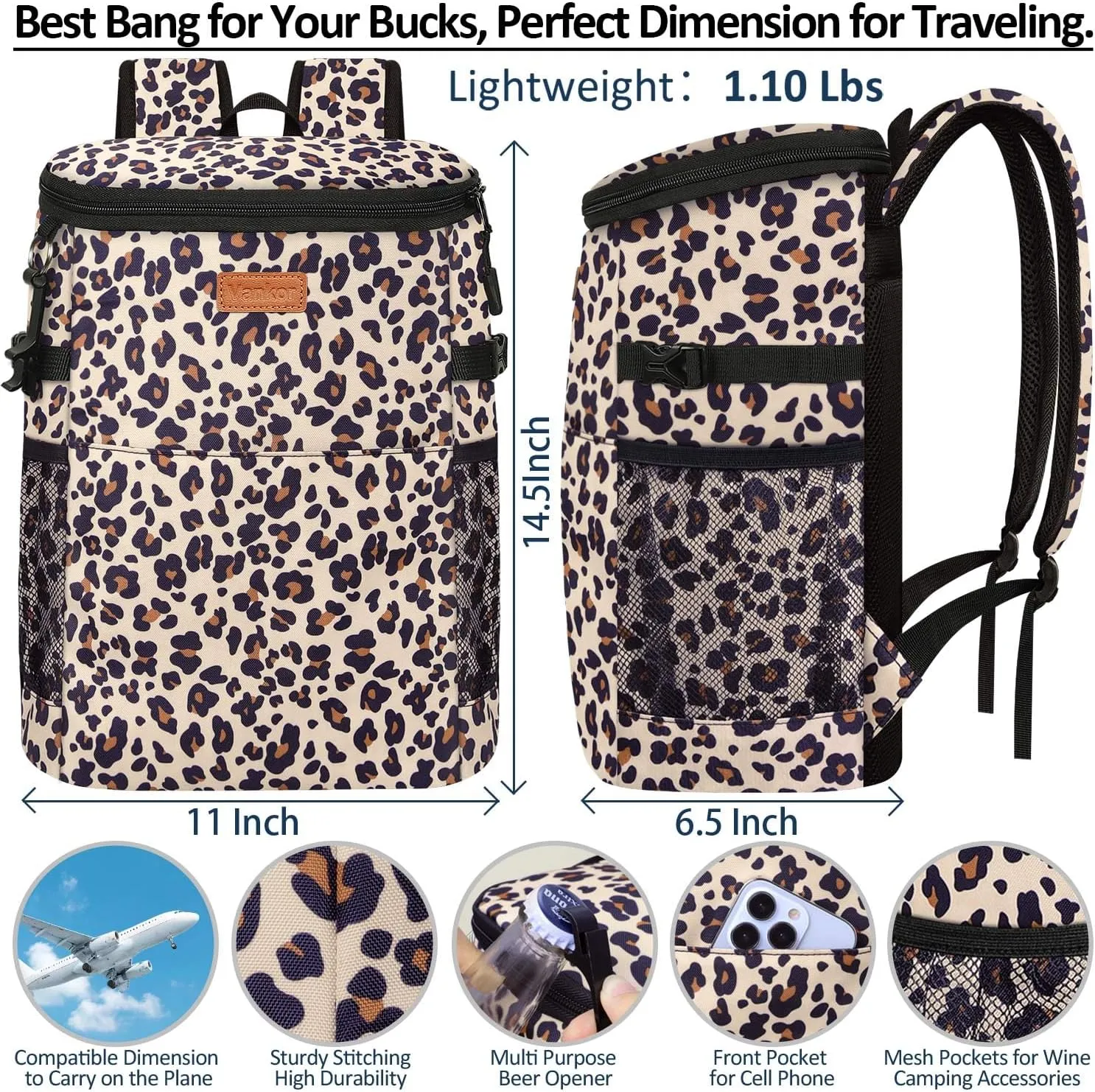 Camping Cooler Backpack 30 Cans, Soft Backpack Coolers Insulated Leak Proof Travel Cooler Bag Waterproof Lunch Picnic Beach Work Trip Thermal Bag Drink Beverage Beer Bag Cooler