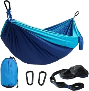 Camping Hammocks, Double & Single Hammock with Tree Straps,Portable Lightweight Parachute Nylon Camping Gear for Outside Hiking Beach Backpack Survival Travel- Up to 500lbs