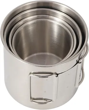 Camping Mugs,Backpacking Cups,Stainless Steel,Foldable Handle,Portable Coffee & Tea Cups,Can be Nested for Outdoor Traveling Fishing Hunting Hiking with Storage Bag - 4 Packs