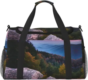 Canadian Smokey Mountain Cliff Travel Tote Bag â€“ Large Reusable Shopping Bag, Vacation Tote, Sports Duffel Bag with Adjustable Crossbody Strap