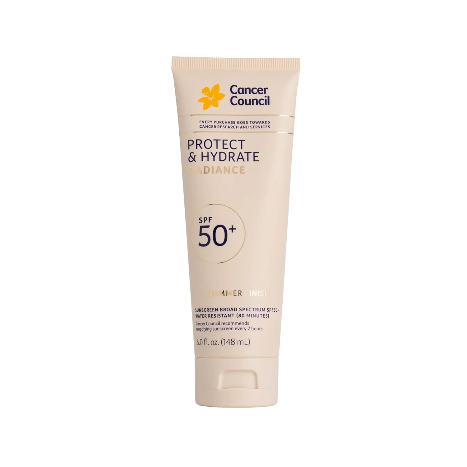 Cancer Council Protect & Hydrate Radiance Body Sunscreen SPF50 , Shimmer Finish Sun Care, Broad Spectrum UVA/UVB Sun Protection, Water Resistant, Paraben & Fragrance Free, Water Resistant, 5fl. oz.