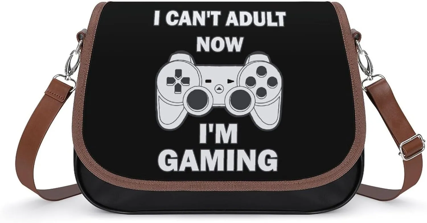 Can't Adult Now I'm Gaming Women's Small Sling Crossbody Bag Trendy Messenger Bags with Adjustable Strap for Travel