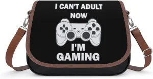 Can't Adult Now I'm Gaming Women's Small Sling Crossbody Bag Trendy Messenger Bags with Adjustable Strap for Travel