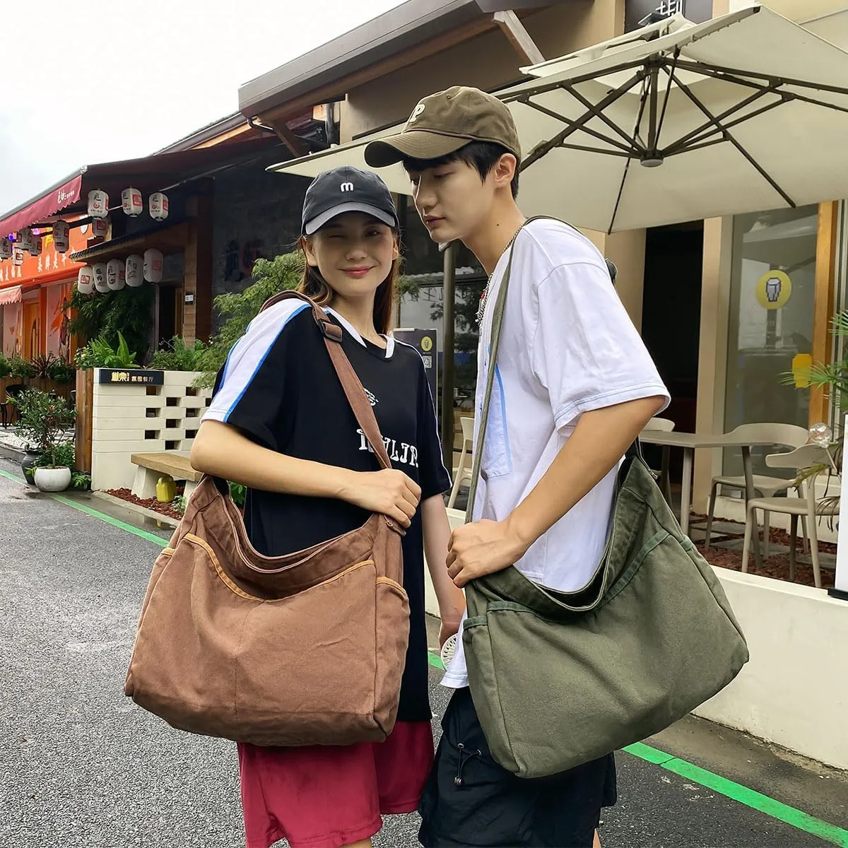 Canvas Tote Bag for Women Messenger Crossbody Handbags Hobo Purses for Women Shoulder Bag Men