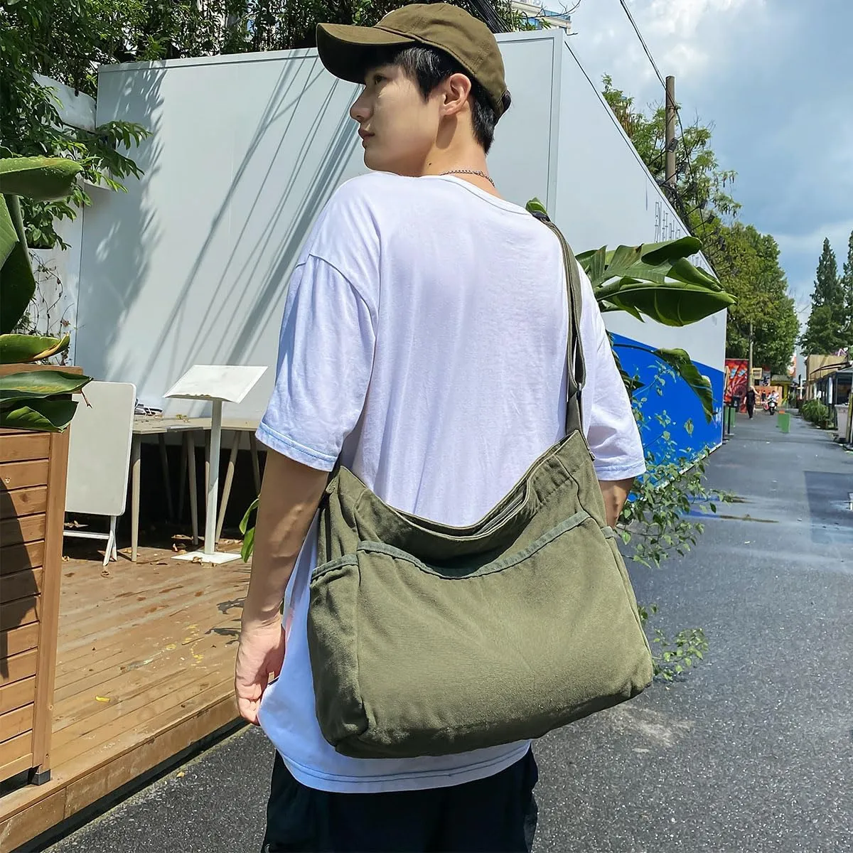 Canvas Tote Bag for Women Messenger Crossbody Handbags Hobo Purses for Women Shoulder Bag Men