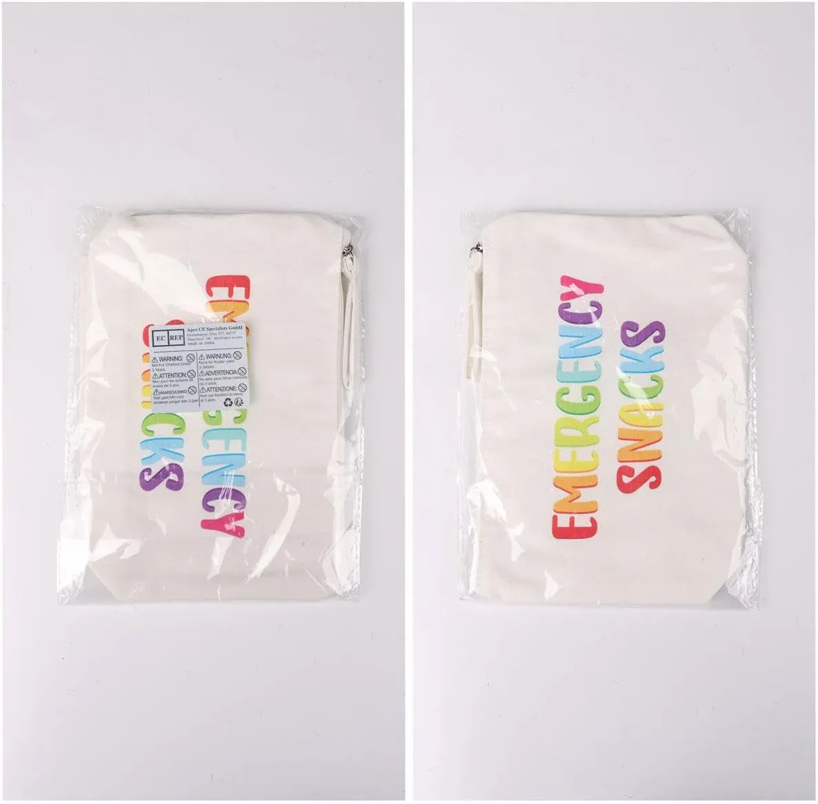 Canvas Zipper Pouch Bags Snacks Bags Cosmetic Bags Makeup Bag Toiletry Bag for Women, Travel, Beach (White)