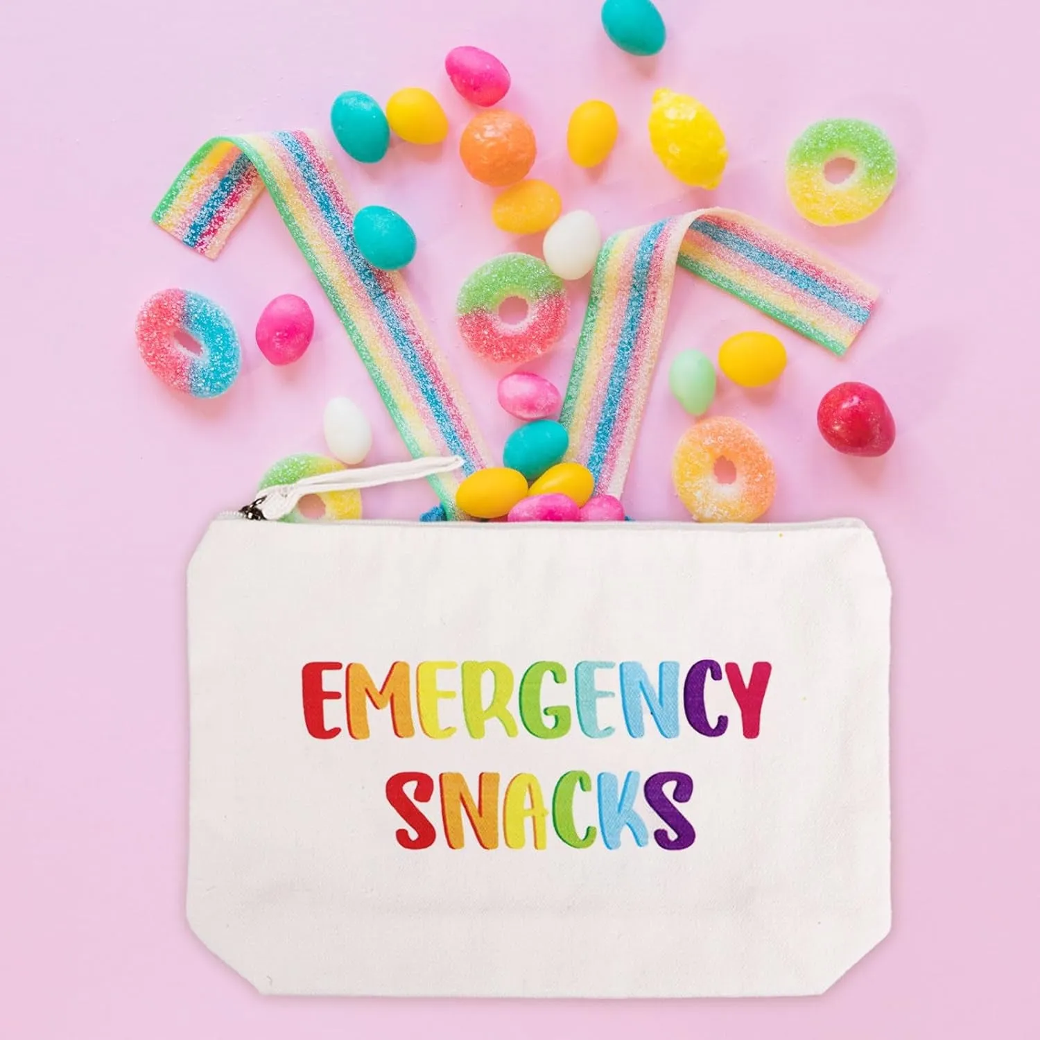 Canvas Zipper Pouch Bags Snacks Bags Cosmetic Bags Makeup Bag Toiletry Bag for Women, Travel, Beach (White)