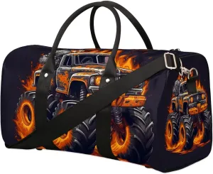 Car Monster Truck Travel Duffel Bag for Women Men Waterproof Foldable Overnight Weekender Bag Large Capacity Sports Gym Bag