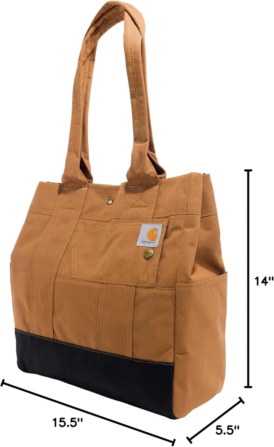 Carhartt Vertical, Durable Water Resistant Tote Bag with Snap Closure