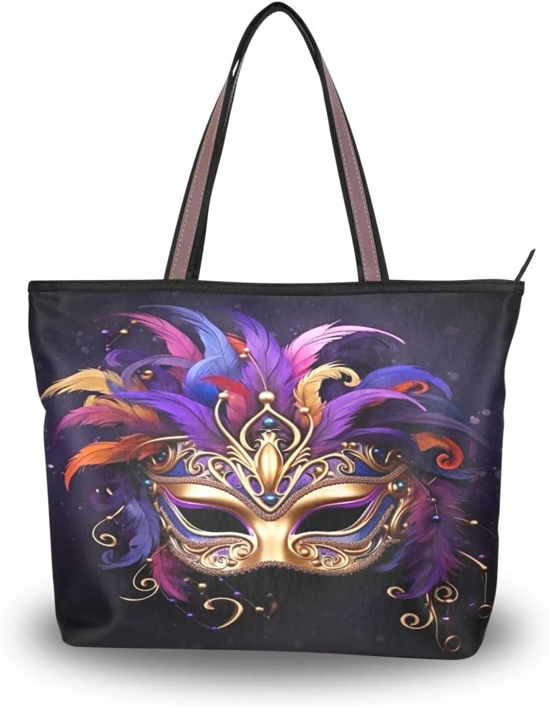 Carnival Mask Tote Bag for Women Casual Shoulder Bag Women Hobo Bag Top Handle Handbag for Shopping Travel Work