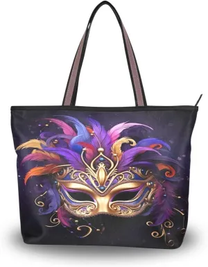 Carnival Mask Tote Bag for Women Casual Shoulder Bag Women Hobo Bag Top Handle Handbag for Shopping Travel Work