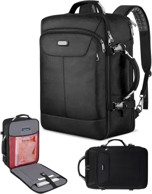 Carry on Backpack, 40L Flight Approved Large Travel Laptop Backpack with USB Charge Port, 18 Inch TSA Friendly Computer Daypack College Overnight Weekender Extra Large Backpack for Men Women, Black
