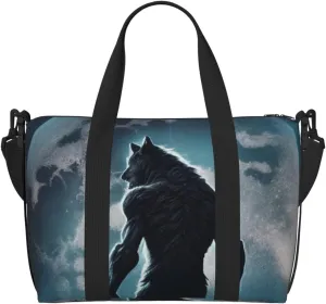 Carry On Duffle Bags Overnight Weekender Bags for Women, Moon Wolf Warrior Personal Item Travel Bag, Travel Essentials Sport Gym Bag for Men Women